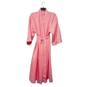 🩷 Cabernet by Sleep Sense Pink Satin Striped Robe – Size Large (Rose Shadow)